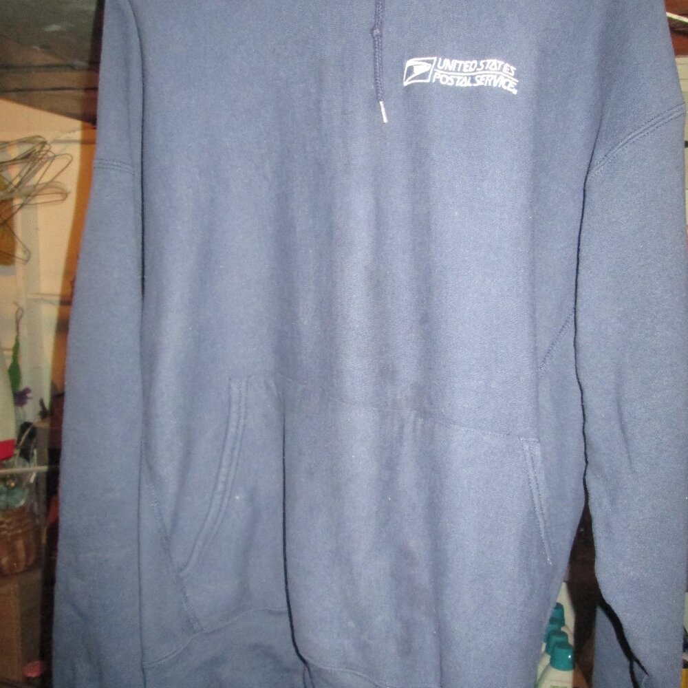 Navy Blue Hooded Sweat Shirt with Post Office Emblem
